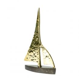 Sailing Boat - Handmade Metal Decorative Nautical Ornament - Bronze, Gold & Black - Small 5.5'' (14cm)