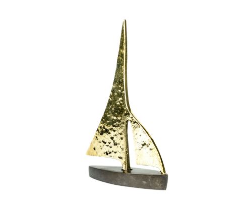 Sailing Boat - Handmade Metal Decorative Nautical Ornament - Bronze, Gold & Black - Small 5.5'' (14cm)