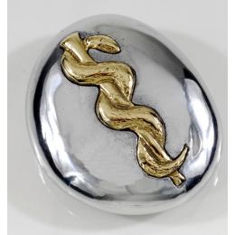 Paperweight (Presse Papier) - Handmade Solid Metal Desk Accessory - "Rod of Asclepius" Design, Symbol of Medicine