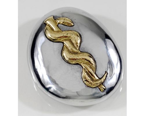 Paperweight (Presse Papier) - Handmade Solid Metal Desk Accessory - "Rod of Asclepius" Design, Symbol of Medicine