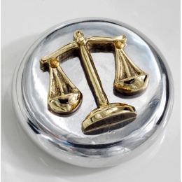 Paperweight (Presse Papier) - Handmade Solid Metal Desk Accessory - "Scale or Balance of Themis" Design, Symbol of Justice
