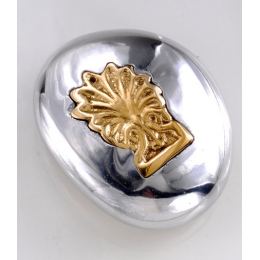 Paperweight (Presse Papier) - Handmade Solid Metal Desk Accessory - "Antefix" Design, Silver & Gold