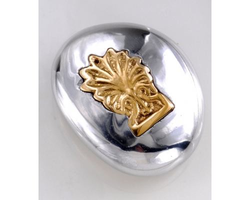 Paperweight (Presse Papier) - Handmade Solid Metal Desk Accessory - "Antefix" Design, Silver & Gold