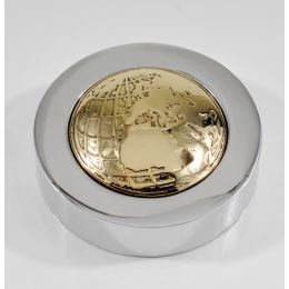Paperweight (Presse Papier) - Handmade Solid Metal Desk Accessory - "Globe" Design, Silver & Gold Color