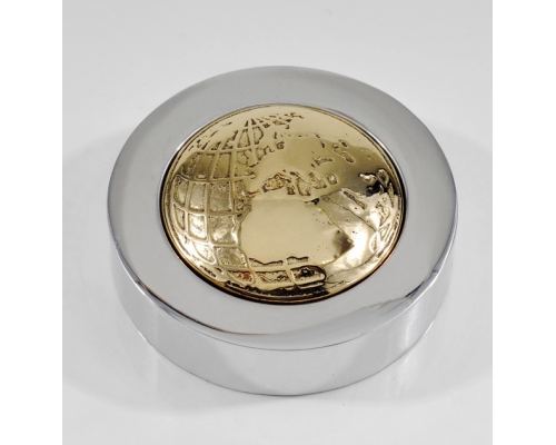 Paperweight (Presse Papier) - Handmade Solid Metal Desk Accessory - "Globe" Design, Silver & Gold Color