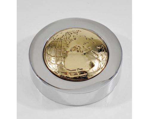 Paperweight (Presse Papier) - Handmade Solid Metal Desk Accessory - "Globe" Design, Silver & Gold Color