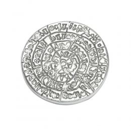 Paperweight (Presse Papier) - Handmade Solid Metal Desk Accessory - "Phaistos Disc" Design, Silver Color