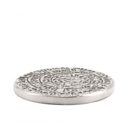 Paperweight (Presse Papier) - Handmade Solid Metal Desk Accessory - "Phaistos Disc" Design, Silver Color