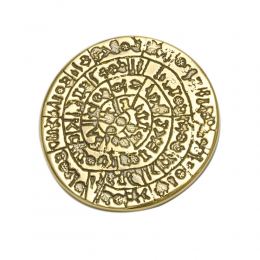 Paperweight (Presse Papier) - Handmade Solid Metal Desk Accessory - "Phaistos Disc" Design, Gold Color