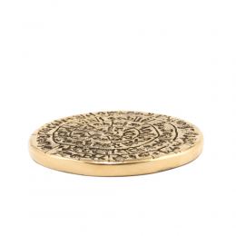 Paperweight (Presse Papier) - Handmade Solid Metal Desk Accessory - "Phaistos Disc" Design, Gold Color