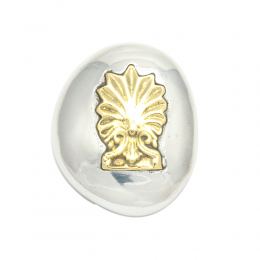 Paperweight (Presse Papier) - Handmade Solid Metal Desk Accessory - "Antefix" Design, Silver & Gold