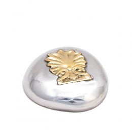 Paperweight (Presse Papier) - Handmade Solid Metal Desk Accessory - "Antefix" Design, Silver & Gold