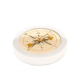 Paperweight (Presse Papier) - Handmade Solid Metal Desk Accessory - "Compass" Design, Silver & Gold Color