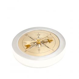 Paperweight (Presse Papier) - Handmade Solid Metal Desk Accessory - "Compass" Design, Silver & Gold Color