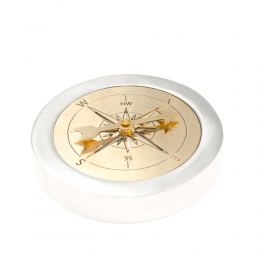 Paperweight (Presse Papier) - Handmade Solid Metal Desk Accessory - "Compass" Design, Silver & Gold Color