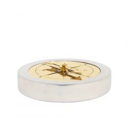 Paperweight (Presse Papier) - Handmade Solid Metal Desk Accessory - "Compass" Design, Silver & Gold Color