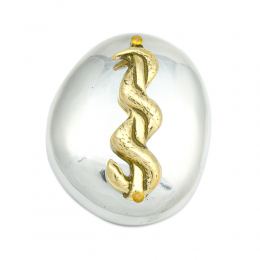 Paperweight (Presse Papier) - Handmade Solid Metal Desk Accessory - "Rod of Asclepius" Design, Symbol of Medicine