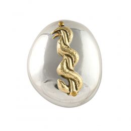 Paperweight (Presse Papier) - Handmade Solid Metal Desk Accessory - "Rod of Asclepius" Design, Symbol of Medicine