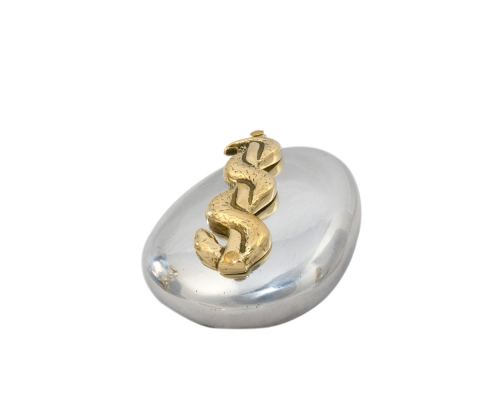 Paperweight (Presse Papier) - Handmade Solid Metal Desk Accessory - "Rod of Asclepius" Design, Symbol of Medicine