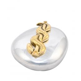 Paperweight (Presse Papier) - Handmade Solid Metal Desk Accessory - "Rod of Asclepius" Design, Symbol of Medicine