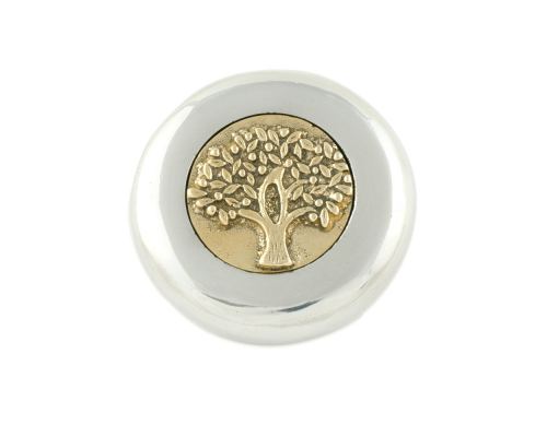 Paperweight (Presse Papier) - Handmade Solid Metal Desk Accessory - "Tree of Life" Design. Silver & Gold