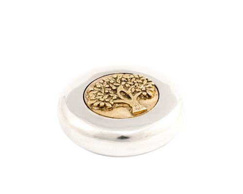 Paperweight (Presse Papier) - Handmade Solid Metal Desk Accessory - "Tree of Life" Design. Silver & Gold