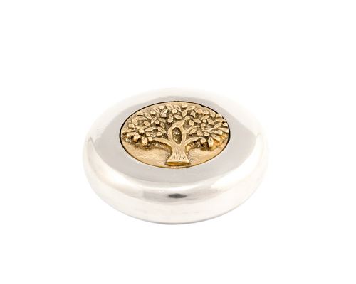 Paperweight (Presse Papier) - Handmade Solid Metal Desk Accessory - "Tree of Life" Design. Silver & Gold