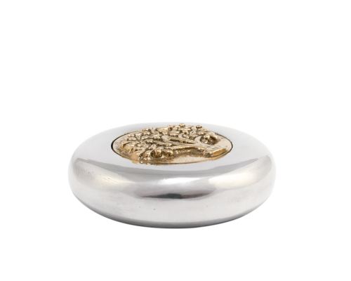 Paperweight (Presse Papier) - Handmade Solid Metal Desk Accessory - "Tree of Life" Design. Silver & Gold