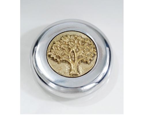 Paperweight (Presse Papier) - Handmade Solid Metal Desk Accessory - "Tree of Life" Design. Silver & Gold