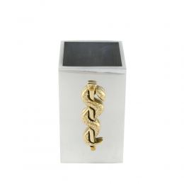 Pen Holder or Pencil Holder - Handmade Solid Metal Desk Accessory - "Rod of Asclepius" Design, Symbol of Medicine