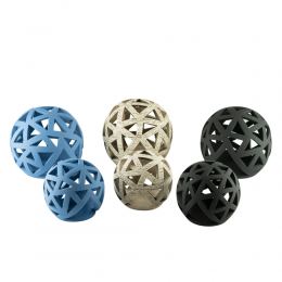 Set of 2 Modern Ceramic Tealight Candle Lanterns, Sphere Design - 3 colors