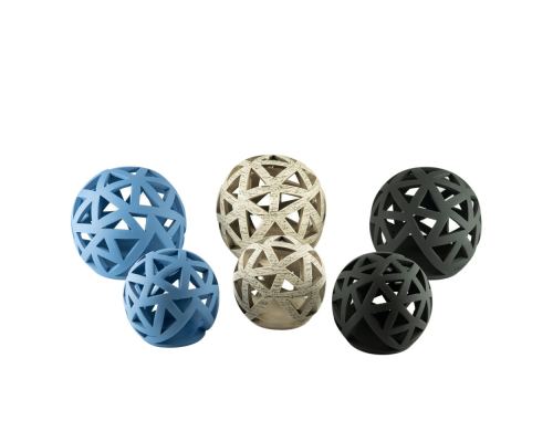 Set of 2 Modern Ceramic Tealight Candle Lanterns, Sphere Design - 3 colors