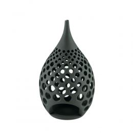 Set of 2 Modern Ceramic Tealight Candle Lanterns, Black Color, Large & Small, Design B