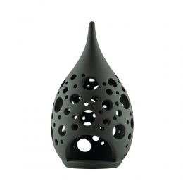 Set of 2 Modern Ceramic Tealight Candle Lanterns, Black Color, Large & Small, Design C