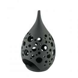 Set of 2 Modern Ceramic Tealight Candle Lanterns, Black Color, Large & Small, Design C