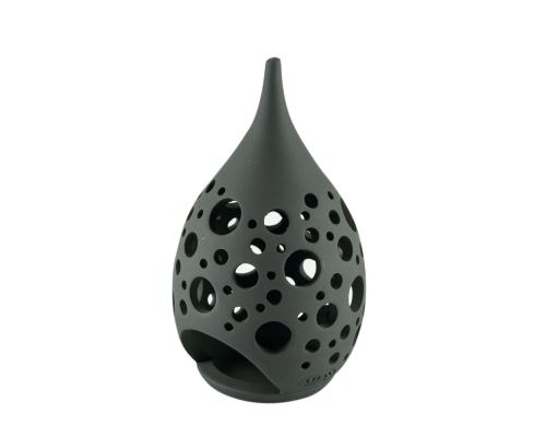 Set of 2 Modern Ceramic Tealight Candle Lanterns, Black Color, Large & Small, Design C