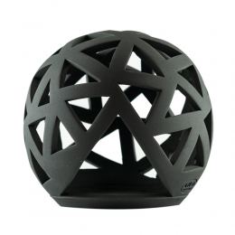 Set of 2 Modern Ceramic Tealight Candle Lanterns, Black Color, Large & Small, Sphere Design