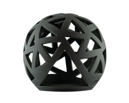 Set of 2 Modern Ceramic Tealight Candle Lanterns, Black Color, Large & Small, Sphere Design