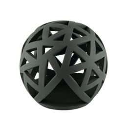 Set of 2 Modern Ceramic Tealight Candle Lanterns, Black Color, Large & Small, Sphere Design