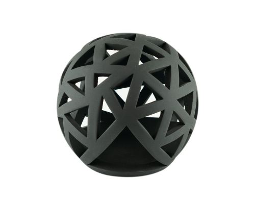 Set of 2 Modern Ceramic Tealight Candle Lanterns, Black Color, Large & Small, Sphere Design