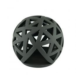 Set of 2 Modern Ceramic Tealight Candle Lanterns, Black Color, Large & Small, Sphere Design