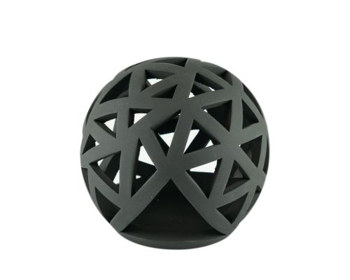 Set of 2 Modern Ceramic Tealight Candle Lanterns, Black Color, Large & Small, Sphere Design