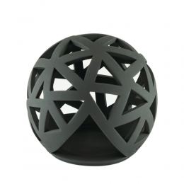 Set of 2 Modern Ceramic Tealight Candle Lanterns, Black Color, Large & Small, Sphere Design