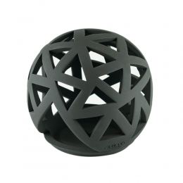 Set of 2 Modern Ceramic Tealight Candle Lanterns, Black Color, Large & Small, Sphere Design