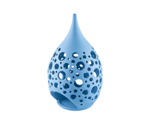 Set of 2 Modern Ceramic Tealight Candle Lanterns, Blue Color, Large & Small, Design C