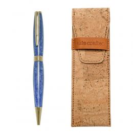 Ballpoint Pen, Handmade of Blue Color Epoxy Resin, "Hermes" Design