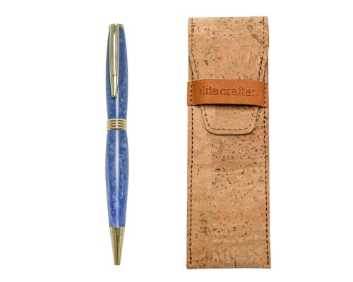 Ballpoint Pen, Handmade of Blue Color Epoxy Resin, "Hermes" Design