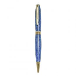 Ballpoint Pen, Handmade of Blue Color Epoxy Resin, "Hermes" Design, 3