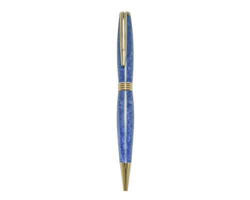 Ballpoint Pen, Handmade of Blue Color Epoxy Resin, "Hermes" Design, 3