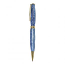 Ballpoint Pen, Handmade of Blue Color Epoxy Resin, "Hermes" Design, 2